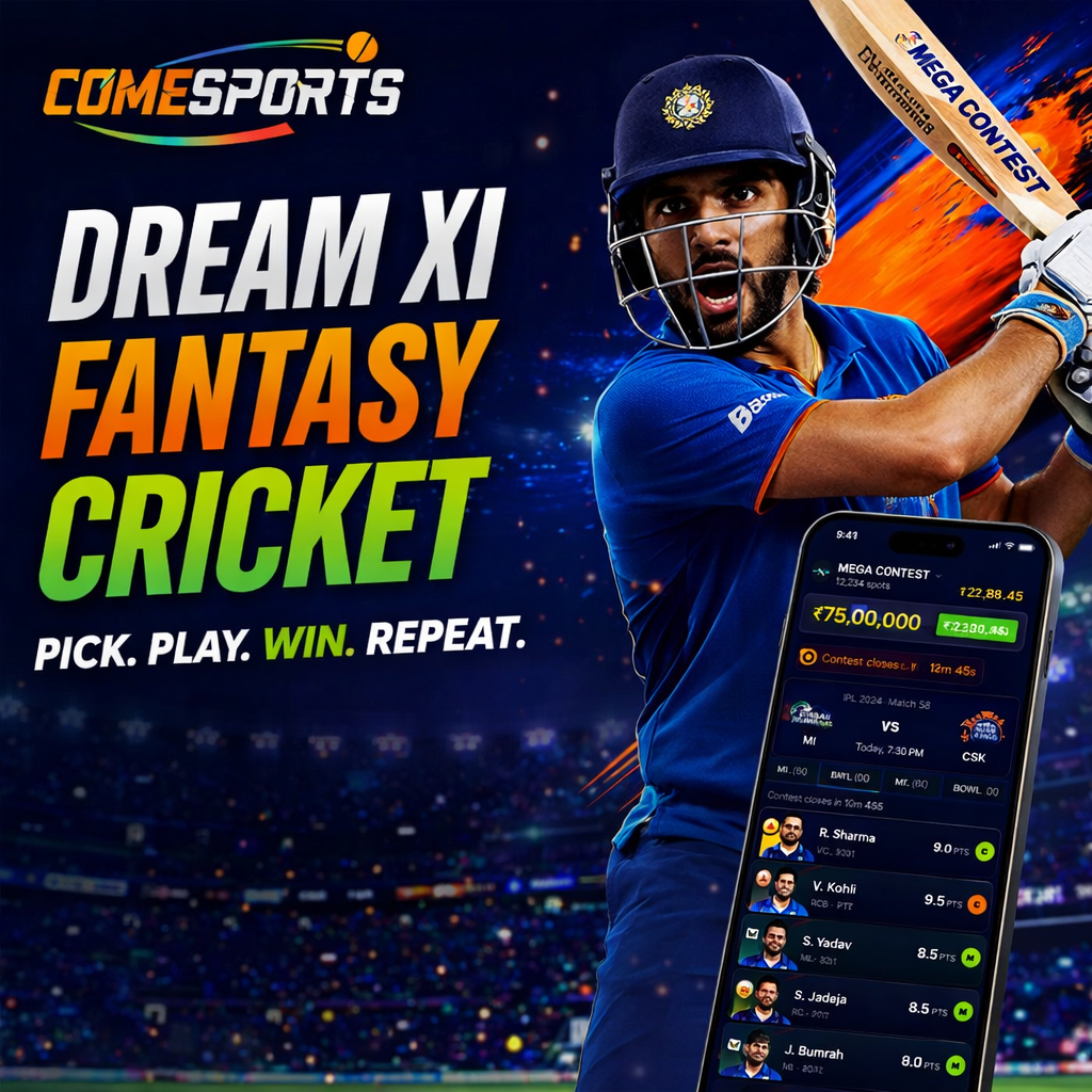 Come Mobile Dream XI fantasy cricket ad visual