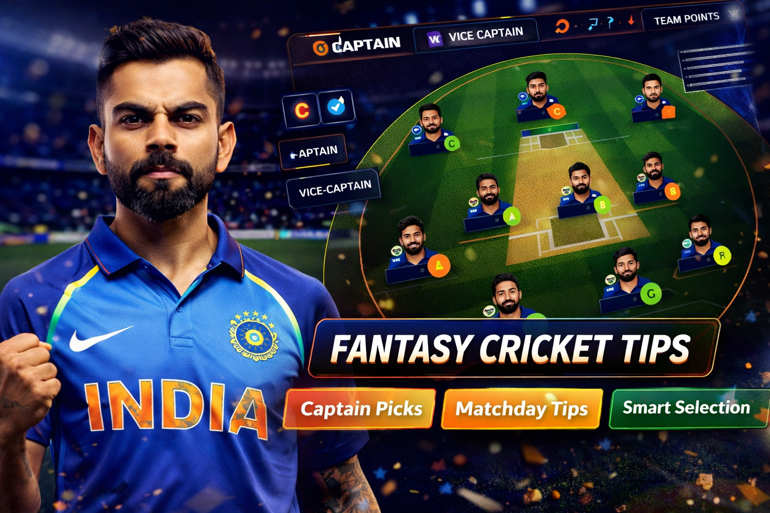 Come Mobile role based fantasy cricket checklist